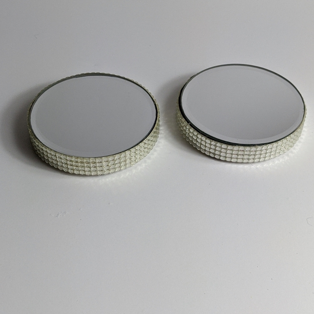 2 Round Mirror Candle Holders